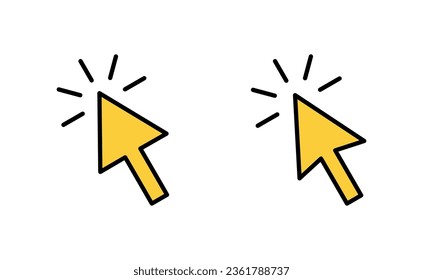 Haga clic en conjunto de iconos para la aplicación web y móvil. símbolo y signo de flecha de puntero. icono de cursor