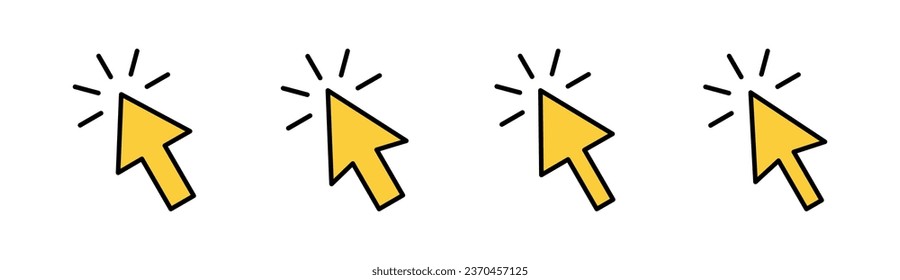 Haga clic en conjunto de iconos para la aplicación web y móvil. símbolo y signo de flecha de puntero. icono de cursor