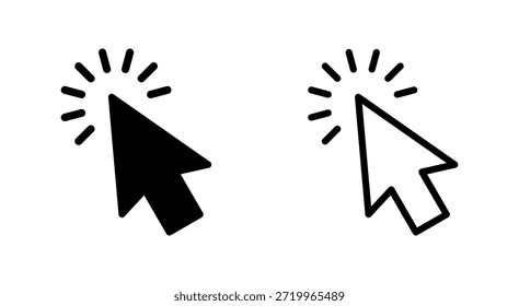 Icono de Hacer clic para App y Sitios web. símbolo de flecha de puntero y símbolo. icono de cursor
