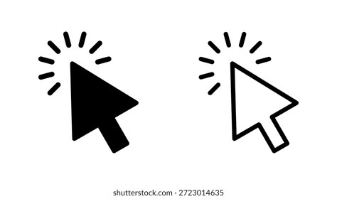 Icono de Hacer clic para App y Sitios web. símbolo de flecha de puntero y símbolo. icono de cursor