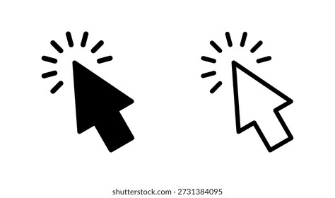 Icono de Hacer clic para App y Sitios web. signo de flecha de puntero y símbolo. icono de cursor