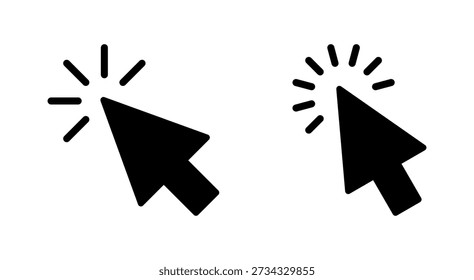 Icono de Hacer clic para App y Sitios web. signo de flecha de puntero y símbolo. icono de cursor
