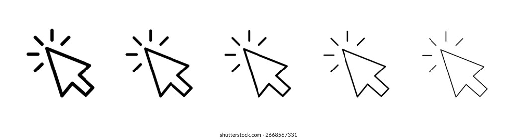 Clique no ícone Símbolo conceito para web design.ícone de vetor de linha simples. ilustração do logotipo.