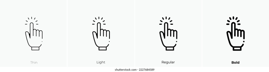 click icon. Thin, Light Regular And Bold style design isolated on white background