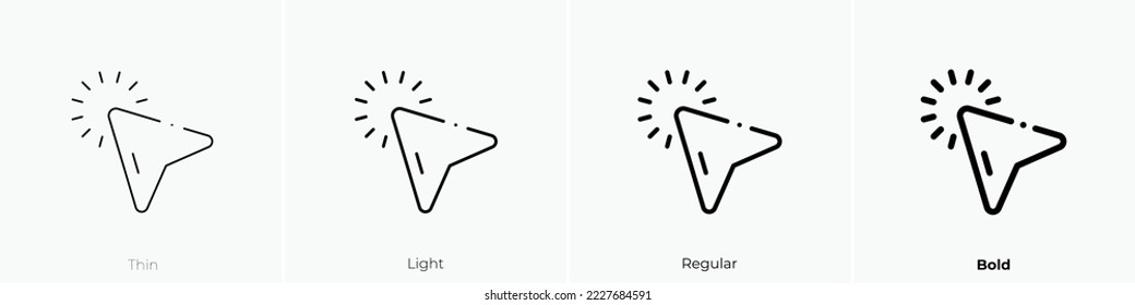 click icon. Thin, Light Regular And Bold style design isolated on white background