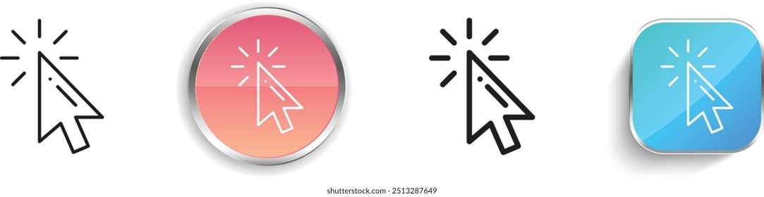 click icon. Thin Linear, Regular and Button Style Design Isolated On White Background