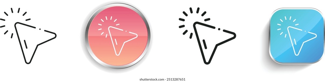 click icon. Thin Linear, Regular and Button Style Design Isolated On White Background