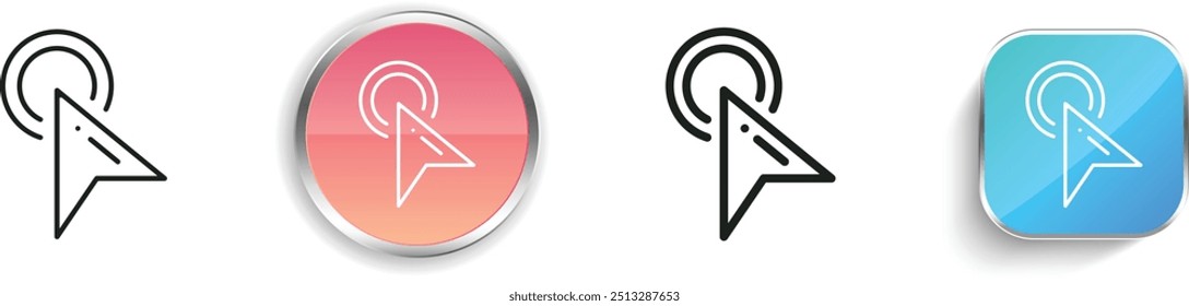 click icon. Thin Linear, Regular and Button Style Design Isolated On White Background