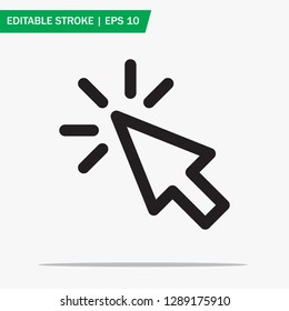 Click Icon In Trendy Outline Style Isolated On Grey Background. Click Symbol. Cursor Icon. Mouse Icon. Editable Stroke. Vector Illustration. Eps10.