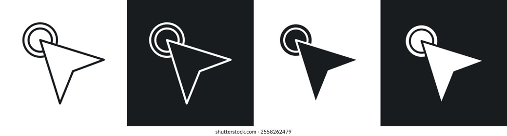 Click icon vector collection in black and white.