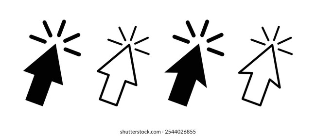 Click icon vector computer mouse click cursor black arrow icons isolated on white background.