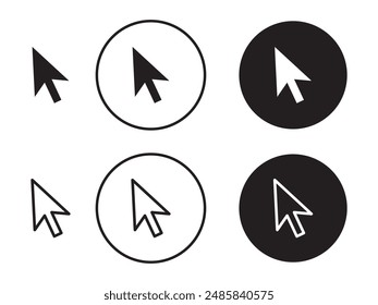 Click icon vector, Cursor icon. Computer mouse click cursor black arrow icons. pointer arrow vector isolated on white background.