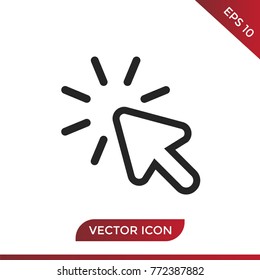 Click icon vector, cursor symbol. Press pictogram, flat vector sign isolated on white background. Simple vector illustration for graphic and web design.