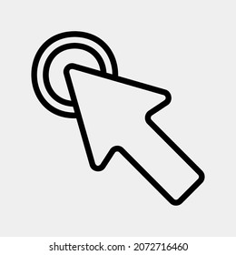 Haga clic en ilustración de vector de icono en estilo de línea, utilice para presentación de aplicaciones móviles del sitio web