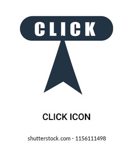 Click icon vector isolated on white background, Click transparent sign , filled dark user interface icons