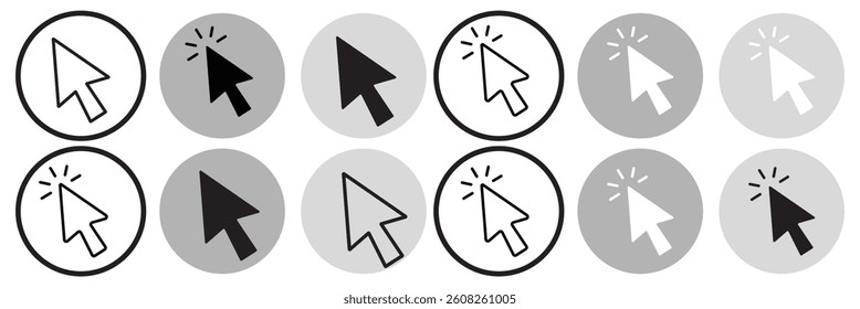 Click icon vector isolated on white background. Cursor icon. Computer mouse click cursor black arrow icons. pointer arrow