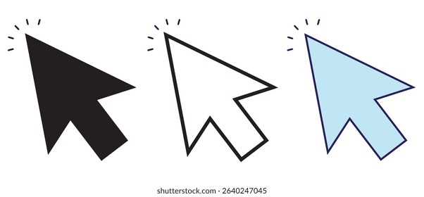 Click icon vector isolated on white background. Cursor icon. Computer mouse click cursor black arrow icons. pointer arrow