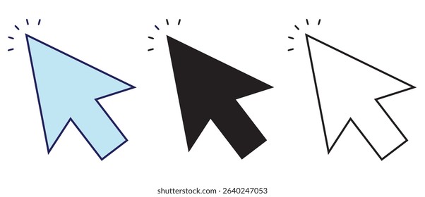 Click icon vector isolated on white background. Cursor icon. Computer mouse click cursor black arrow icons. pointer arrow