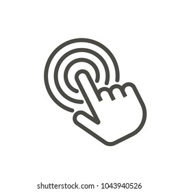 Click icon vector. Line touch finger symbol. Trendy flat outline ui sign design. Thin linear graphic pictogram for web site, mobile application. Logo illustration. Eps10.
