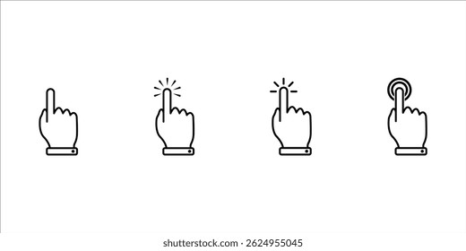 Click icon vector, Mouse pointer arrow, Cursor clicking vector icon set. Vector illustration.