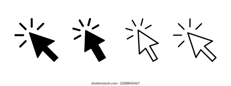 Haga clic en el vector de icono para la aplicación web y móvil. símbolo y signo de flecha de puntero. icono de cursor