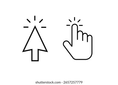 Click icon vector.Cursor icon. Computer mouse click cursor black arrow icons. pointer arrow isolated on white background.