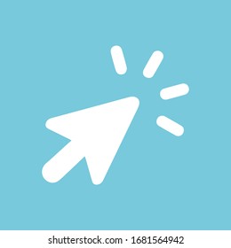 Click icon. For websites and apps. Image on blue background. Flat line vector illustration. EPS 10