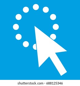 Click icon white isolated on blue background vector illustration