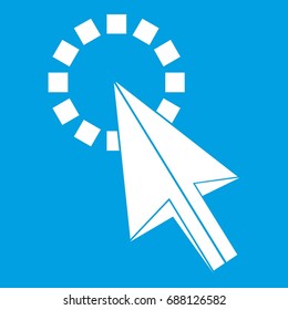 Click icon white isolated on blue background vector illustration
