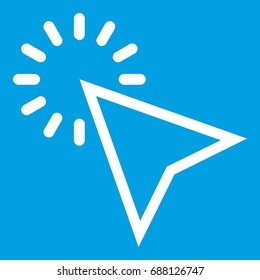 Click icon white isolated on blue background vector illustration