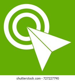 Click icon white isolated on green background. Vector illustration