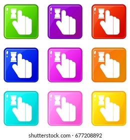 Click icons of 9 color set isolated vector illustration