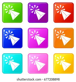 Click icons of 9 color set isolated vector illustration