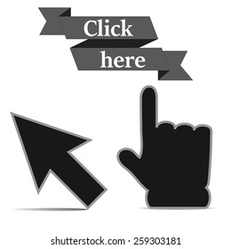 Click icons hand and arrow vector illustration origami