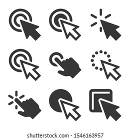 Click Icons Set on White Background. Vector
