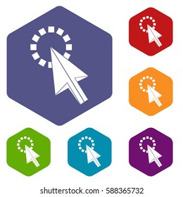 Click icons set rhombus in different colors isolated on white background