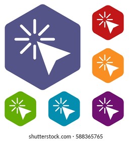 Click icons set rhombus in different colors isolated on white background