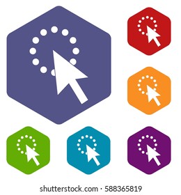 Click icons set rhombus in different colors isolated on white background