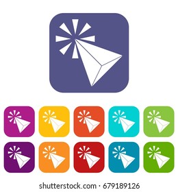 Click icons set vector illustration in flat style In colors red, blue, green and other
