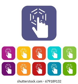 Click icons set vector illustration in flat style In colors red, blue, green and other