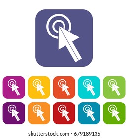 Click icons set vector illustration in flat style In colors red, blue, green and other