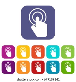 Click icons set vector illustration in flat style In colors red, blue, green and other