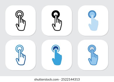 Iconos Hacer clic con varios estilos de diseño