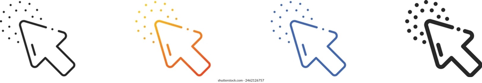 click icon.Thin Linear, Gradient, Blue Stroke and bold Style Design Isolated On White Background