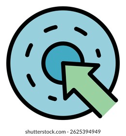 Clique no ícone de conteúdo de influência outline vetor. Blogueiro online. Cor plana das mídias sociais