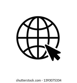 click internet globe icon flat line design