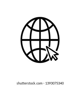 click internet globe icon flat line design