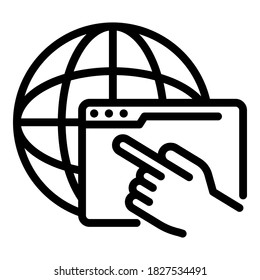 Click internet icon. Outline click internet vector icon for web design isolated on white background