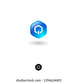 Click internet icon. Switch on symbol in blue hexagon glossy button. Switch on symbol. Symbol turn on. 