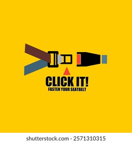 Click it, fasten your seat belt, sign vector.Seat Belt Please.Seat belt icon set. Seatbelt, safety, car, fasten, buckle, logo, plane. precaution concept